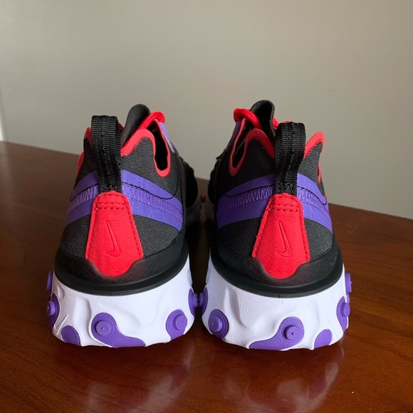 Women’s Nike React Element 55 Black/Red/ Purple - Picture 6 of 7